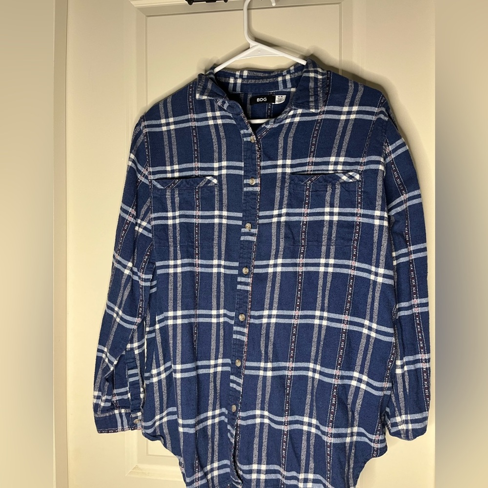 Urban outfitters thrifted blue flannel